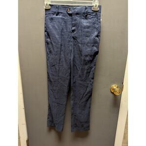 Isaac Mizrahi Kids New York Boy's Flat Front Dress Pants Size 14 blue LINEN NWT